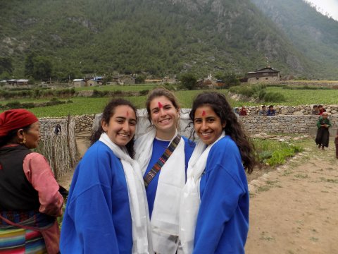Natania Varshney with fellow Imperial College London students in Nepal. Natania Varshney with fellow Imperial College London students in Nepal.