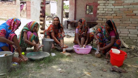 Credit: LEPRA Society Bihar Operations (India) Caption: Self-care - We care. Self-care is very important to take care of disability caused by Leprosy and LF. Creation of self-support group at village level has innovated in LEPRA project in Bihar. More than 80% Self-support Groups are practising regularly.